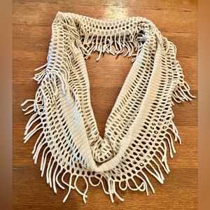 Elegant Cream Fringe Scarf